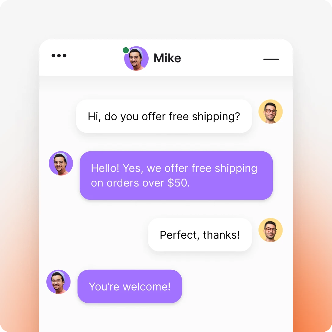 direct chat page that you can launch in minutes